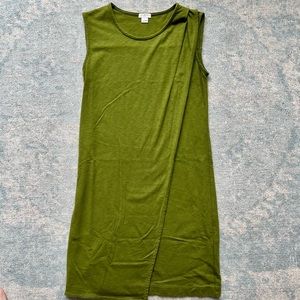 J. Crew Army Green Dress with Asymmetrical Hem